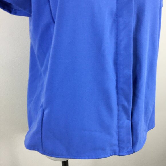 FIGS Blue Zip Pockets Short Sleeve Hidden Logo Button Scrubs Shirt Top - Picture 10 of 12